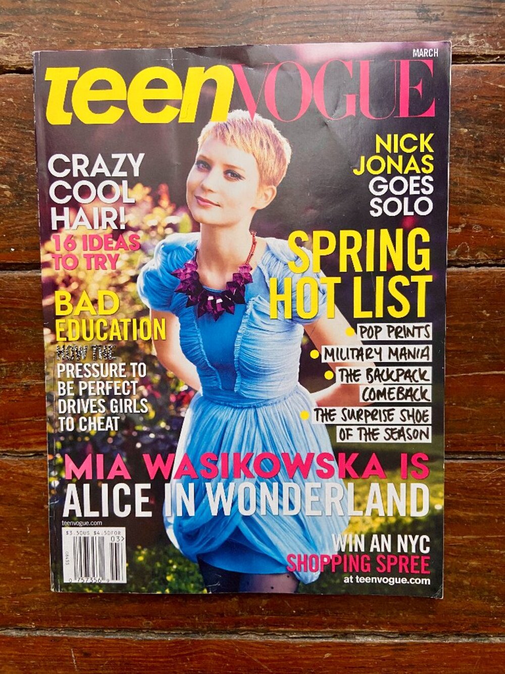 Teen Vogue Magazine March 2010 Mia Wasikowska Nick Jonas